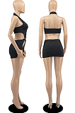 Red New Halter Neck Backless Hollow Out Solid Color Slim Fitting Mini Dress DR8104-2