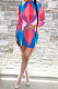 Purple Trendy Multicolor Long Sleeve Bodycon Round Neck Mid Waist Mini Dress DLS03274-1