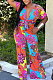 Printing Fashion Vintage Short Sleeve Loose Casual Wide Leg Jumpsuits BYQ1011 