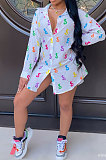 Sky Blue Women Casual Chiffon Long Sleeve Shirts AYQ8031-5
