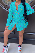 Sky Blue Women Casual Chiffon Long Sleeve Shirts AYQ8031-5