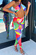 Multicolor Printing Trendy Sexy Strapless Tied Pants Sets BYQ1012