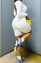 White Euramerican Women Solid Color Long Sleeve Tight Sexy Hollow Out Backless Elastic Romper Shorts MOL122