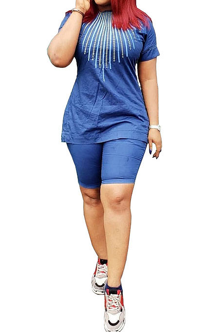 Blue Euramerican Women Jeans Casual Trendy Shorts Sets MR200