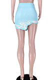 Black Club Suit Sexy Ribber Printing Irregular Skirts GL6398-2