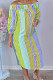 Orange Euramerican Women Sexy Fashion A Word Shoulder Irregular Multicolor Long Sleeve Midi Dress K2151-3