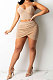 Apricot Fashion Sexy Condole Belt Hot Drilling Deep V Neck Slim Fitting Irregular Skirts Sets K2148-2