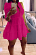 Rose Red Casual Solid Color Long Sleeve Lapel Neck Single-Breasted Shirt Dress OMY0022-7