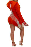 White Euramerican Women Solid Color Back Deep V Split Tassel Casual Turn-Down Collar Shorts Sets RB3042-1