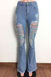 Blue Water Washing Hole High Waist Slim Fitting Flared Jean Pants LA3286-2
