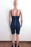 Blue New Women Bandage Condole Belt Strapless Zipper Slim Fitting Romper Shorts LA3290