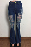 Blue Water Washing Hole High Waist Slim Fitting Flared Jean Pants LA3286-2