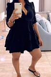 White Casual Solid Color Long Sleeve Lapel Neck Single-Breasted Shirt Dress OMY0022-1