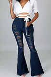 Blue Water Washing Hole High Waist Slim Fitting Flared Jean Pants LA3286-2