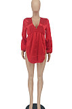 Black Women Sexy Club High Split Long Sleeve Solid Color Mini Dress SMY8108-2