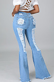 Blue Water Washing Hole High Waist Slim Fitting Flared Jean Pants LA3286-2