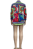 Green Pink Women Fashion Printing Casual Bodycon Long Sleeve  Shirts YZ1794