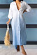 Blue Women Gradient Cardigan Long Sleeve Mid Waist Irregular Long Dress T Shirt/Shirt Dress LD81037-1