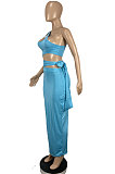 Nude Euramerican Women Condole Blet Dew Waist Backless Bandage Pure Color Long Dress CY1324-5
