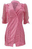 Black Simplee Lantern Sleeve Lapel Neck Double-Breasted Slim Fitting Small Suits ALS262-2