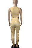 Black Women Fashion Casual Strap Printing Bodycon Sleeveless Tank Pants Sets ML7453-2