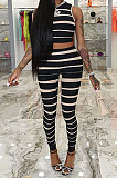 Yellow Women Fashion Casual Strap Printing Bodycon Sleeveless Tank Pants Sets ML7453-1