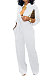 White Euramerican Women Sexy Pure Color Long Sleeve Tied Casual jumpsuits LD8602-1