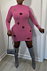 Pink Cotton Blend Sexy Hollow Out Long Sleeve O Collar Bodycon Solid Color Hip Mini Dress WY6834-3