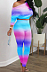 Pink Red Purple Cotton Blend Gradient Long Sleeve Obique Shoulder Dew Belly High Waist Tight Pants Sport Sets HXY8032-4