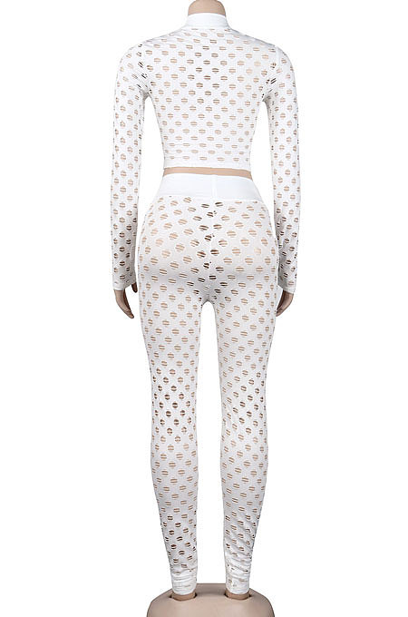 Orange Sexy Euramerican Bodycon Long Sleeve Hollow Out Fashion Long Pants Sets KA7189-3