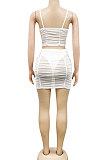 Fashion Sexy Condole Belt Solid Color Milk Silk Mesh Spaghetti Hip Skirts Sets CYF5176