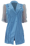 Pink Simplee Lantern Sleeve Lapel Neck Double-Breasted Slim Fitting Small Suits ALS262-4