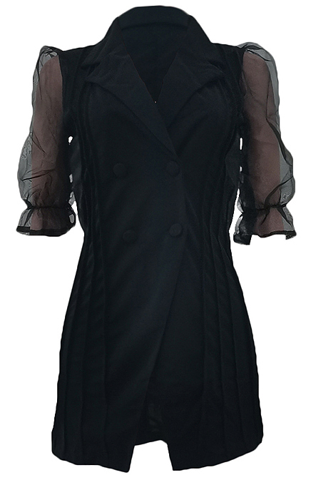White Simplee Lantern Sleeve Lapel Neck Double-Breasted Slim Fitting Small Suits ALS262-5