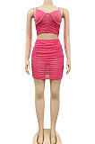 Fashion Sexy Condole Belt Solid Color Milk Silk Mesh Spaghetti Hip Skirts Sets CYF5176