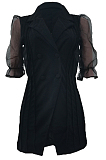 Black Simplee Lantern Sleeve Lapel Neck Double-Breasted Slim Fitting Small Suits ALS262-2