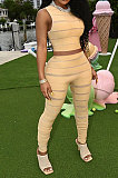 Black Women Fashion Casual Strap Printing Bodycon Sleeveless Tank Pants Sets ML7453-2