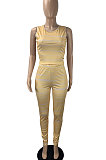 Light Blue Women Fashion Casual Strap Printing Bodycon Sleeveless Tank Pants Sets ML7453-3