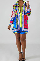 Green Pink Women Fashion Printing Casual Bodycon Long Sleeve  Shirts YZ1794