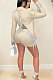 Apricot Euramerican Women Solid Color Back Deep V Split Tassel Casual Turn-Down Collar Shorts Sets RB3042-7