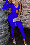 Black Euramerican Sequins One Sleeve V Neck Strapless Irregularity Hollow Out Solid Color Bodycon Jumpsuits SZS8153-3
