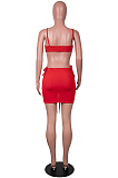 Black Night Club Pure Color Condole Belt Bandage Strapless Mid Waist Ruffle Drawsting Hip Skirts Two-Piece SZS8147-2