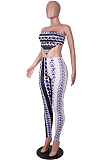 Light Coffee New Positioning Chain Printing Strapless Backless Tight Pants Two-Piece SZS8146-3