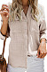 Khaki Summer New Long Sleeve Lapel Collar Single-Breasted Loose Solid Color Shirts MDO0172-4