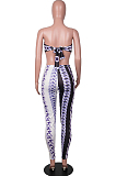 Light Green New Positioning Chain Printing Strapless Backless Tight Pants Two-Piece SZS8146-1