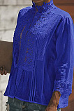 Apricot Fashion Lace Stand Collar Half Sleeve Ruffle Cardigan Shirts MDO9004-5