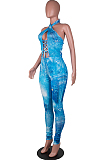 Earth Yellow Sexy Positioning Printing Bandage Halter Neck Strapless Backelss Hollow Ourt Bodycon Jumpsuits SZS8149-2