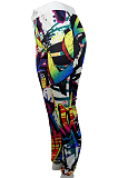 White New Personality Printing Casual High Waist Sport Pants LS6375