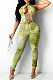 Earth Yellow Sexy Positioning Printing Bandage Halter Neck Strapless Backelss Hollow Ourt Bodycon Jumpsuits SZS8149-2