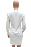 Yellow Women Long Sleeve V Neck Pure Color Shirts Single-Breasted Slim Fitting T Shirt/Shirt Dress WMZ0098-3