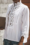 Apricot Fashion Lace Stand Collar Half Sleeve Ruffle Cardigan Shirts MDO9004-5